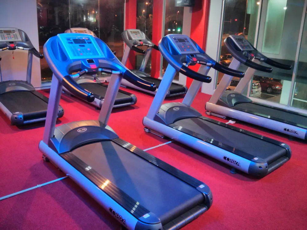 Fila de cintas de correr en un gimnasio